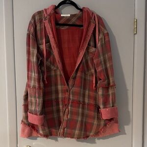 Oli & Hali Red and Pink Plaid Utility Jacket